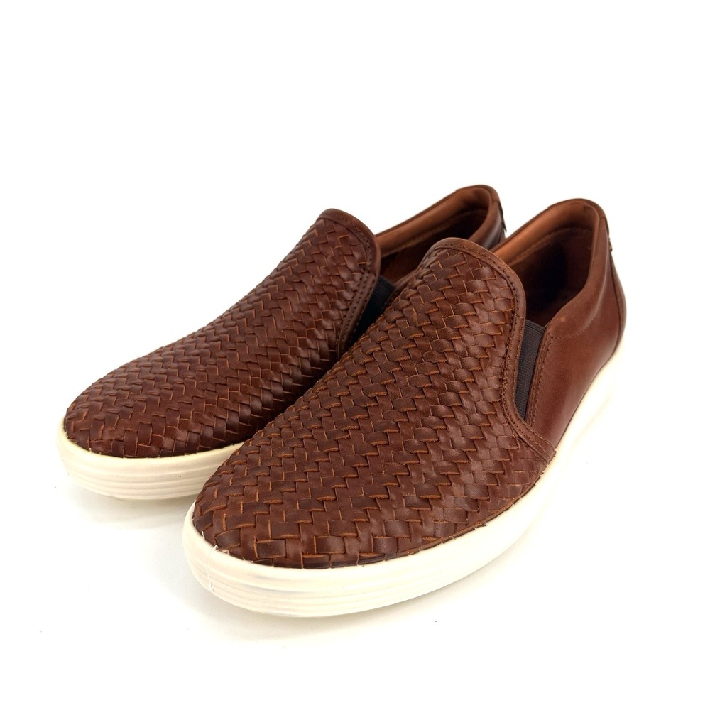 Ecco Woven Leather Loafer Womens 7 Brown Slip On Comfort Sneaker Shoes